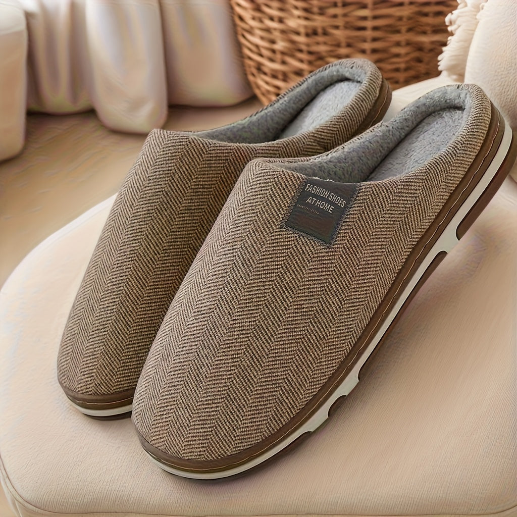 Pantuflas de Forro Polar Cmodas para Hombre  Antideslizantes Clidas para Interior con Parte Superior de Tejido Suave y Suela de EVA Diseo a Rayas Beige y Gris para Mximo Confort Invernal Perfectas para Casa o Uso Casual Zapatillas de Estar
