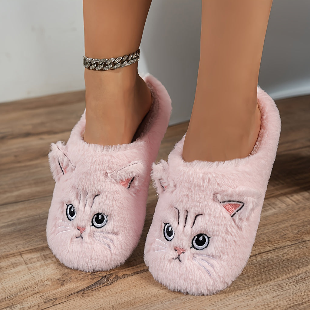 Pantuflas de Gato Cmodas sin Cordones  Zapatillas Suaves de Felpa para Interior Ideales para Parejas Diseo de Dibujos Animados Adorable con Caritas de Gato Calidez Invernal Negro y Gris Perfectas para OtooInvierno Zapatillas Caseras Acogedoras 