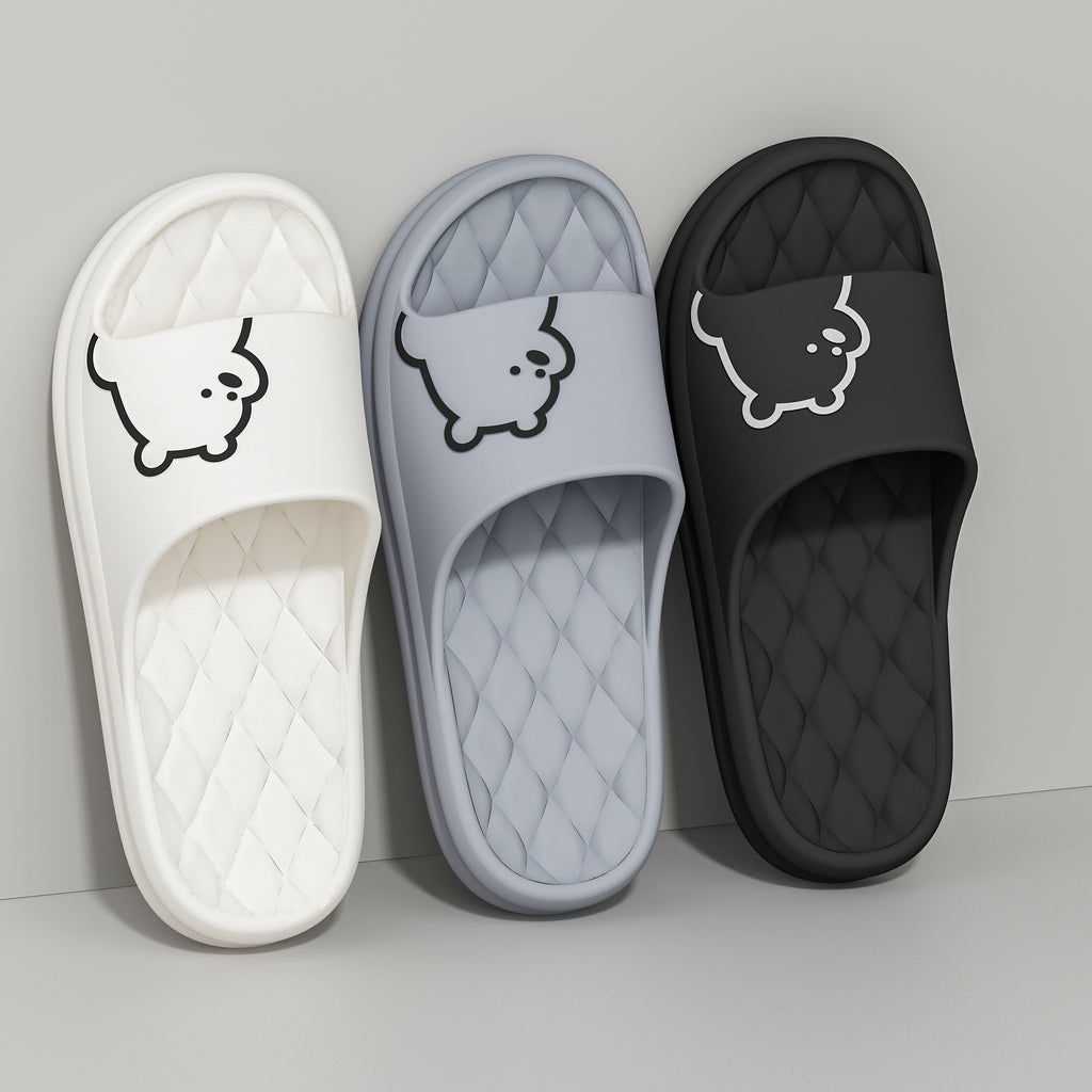 Zapatillas de Mujer con Estampado de Oso Lindo  Material EVA Cmodo Patrn Acolchado Ligero y Casual  Perfecto para Todas las Estaciones Uso en Casa y Bao  Disponible en Blanco Gris Negro Zapatillas CasualesDiseo de Oso LindoEstampado de Dibu